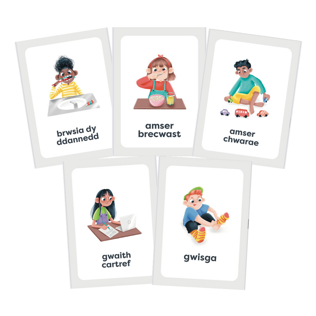 Mwnci The Welsh Toy Company Welsh Daily Routine Flash Cards